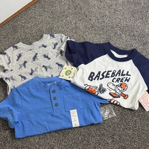 Jumping Beans Short Sleeve Tee Set - Blue, Gray, and White